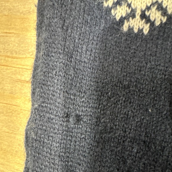 Rudolph Reindeer Ugly Sweater Christmas M Cotton Blend Snowflakes 100% Poof Blue - Picture 6 of 7